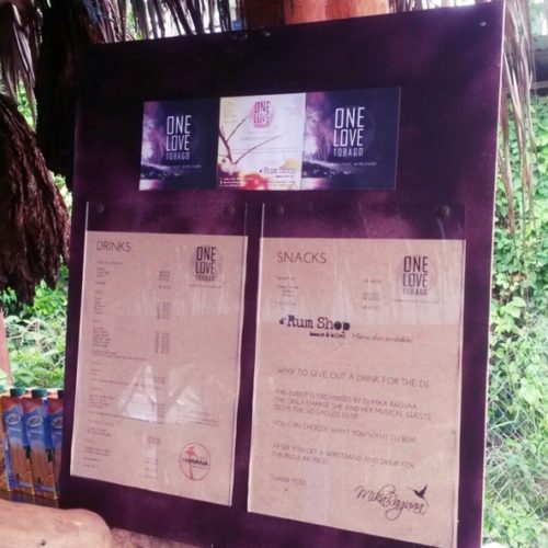 Flyer + Event Conception - ONE LOVE TOBAGO - Scarborough, Tobago - Drinks & Food - MENUE CARD (2)